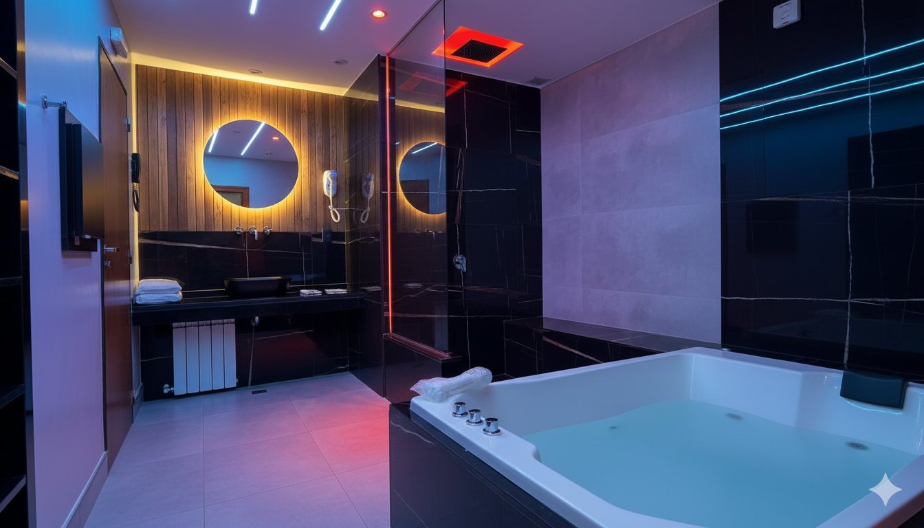 Suite de telo con jacuzzi privado iluminado